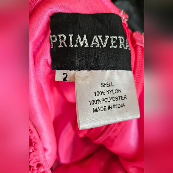 PRIMAVERA Couture One Shoulder Beaded Cocktail Dress In Neon Pink. Size 2 - Picture 10 of 15